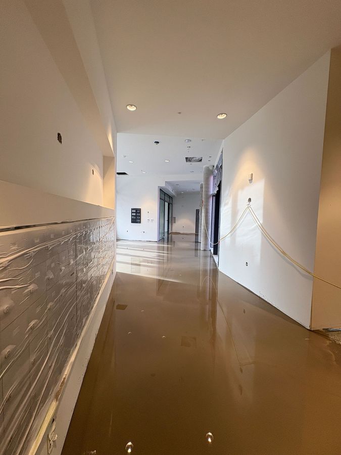 Newly finished hardwood hallway, commercial project